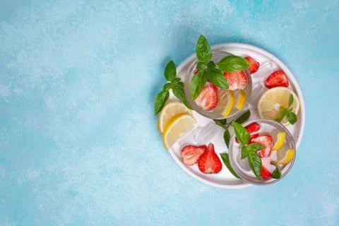 Strawberry basil lemonade Stock Photos
