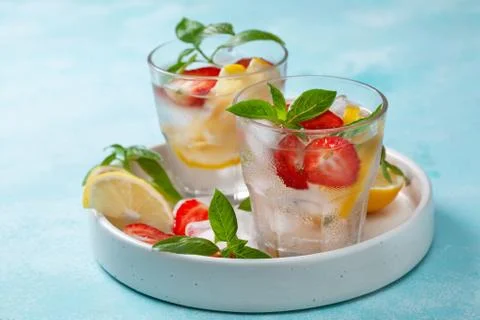 Strawberry basil lemonade Stock Photos