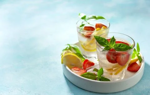 Strawberry basil lemonade Stock Photos
