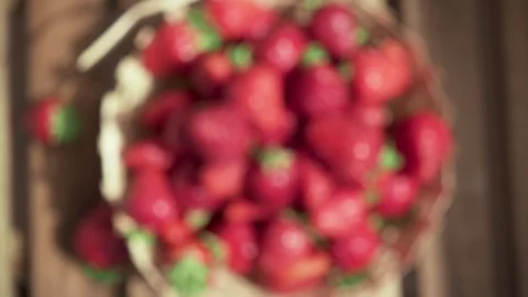 Strawberry in a basket and the camera is approaching Stock Footage 90419313