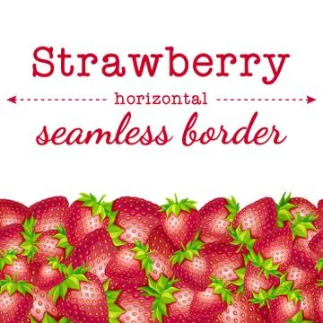 Strawberry berries horizontal seamless border pattern. Stock Illustration