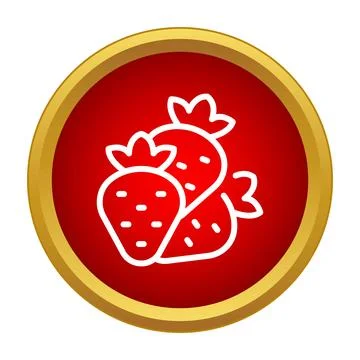 Strawberry berries icon in red circle button Stock Illustration