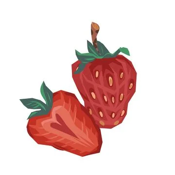Strawberry berries vector hand drawn illustration isolated on a white backgro Stock Illustration