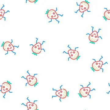Strawberry berry character vector seamless pattern イラスト素材