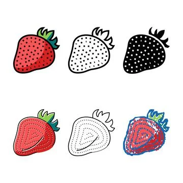 Strawberry berry color icon vector variety Stock Illustration