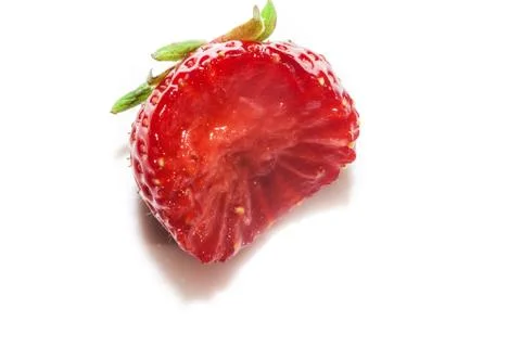Strawberry with a bite. Isolated over white background, Bitten strawberry iso Stock Photos