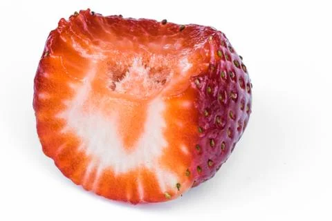 Strawberry with bite marks. Stock Photos