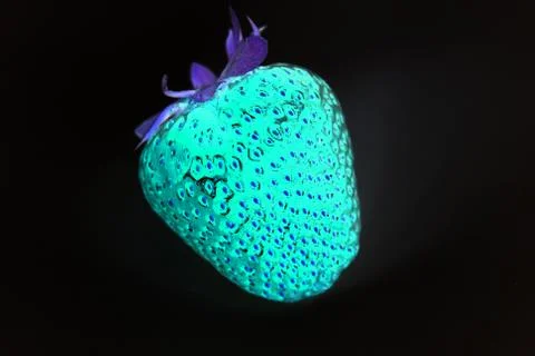 Strawberry on black background, macro Stock Photos