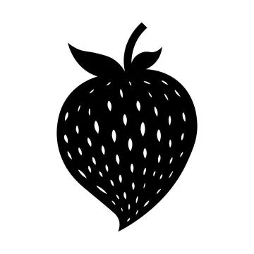 Strawberry black vector icon on white background Stock Illustration
