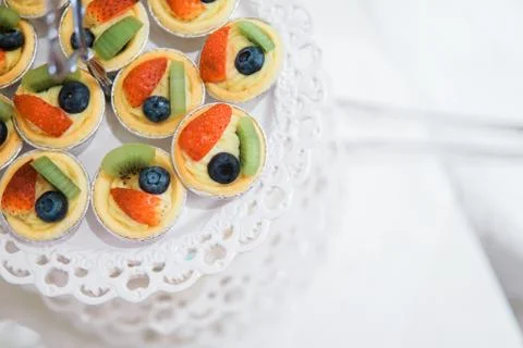 Strawberry Blueberry Kiwi Fruit Party Cake Food Stock Photos