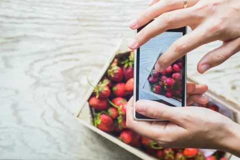 Strawberry in a box Stock Photos