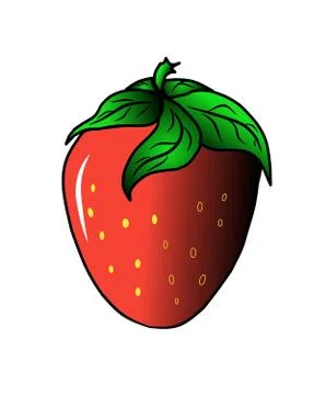 Strawberry bright red isolated on white background illustration 2D. Stock Illustration