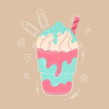 Strawberry bubble milk tea or milk cocktail. Stock Illustration