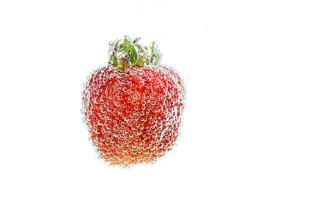 Strawberry in bubbles isolated Stock Photos