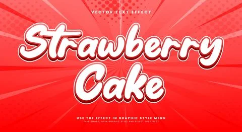 Strawberry Cake 3d editable text effect template 스톡 일러스트