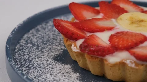 Strawberry cake close up Video stock 243554128