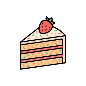 Strawberry Cake Colorful Stock Illustration