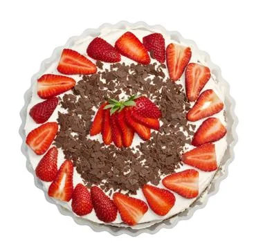 Strawberry cake isolated on a white background. Stock Photos