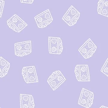 Strawberry cake line seamless pattern Stock Illustration