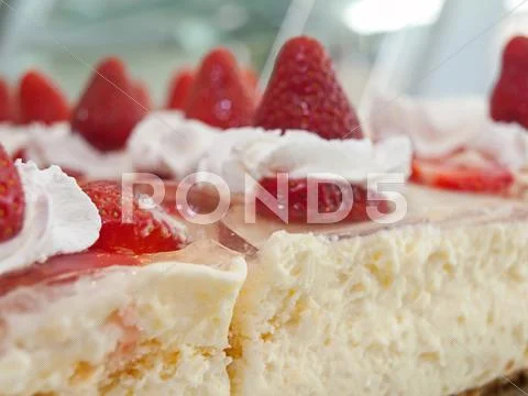 Strawberry cake macro Stock Photos