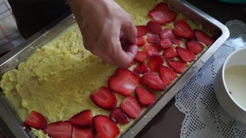 Strawberry Cake Making Stock Footage 106726780