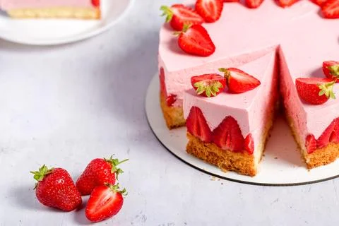 Strawberry cake. Menu concept Photos