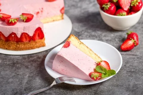 Strawberry cake. Menu concept 库存照片