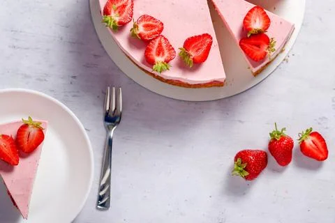 Strawberry cake. Menu concept 스톡 사진