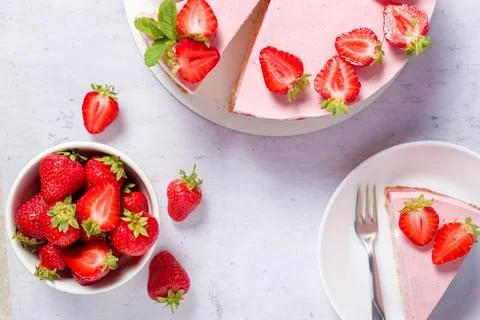 Strawberry cake. Menu concept 库存照片