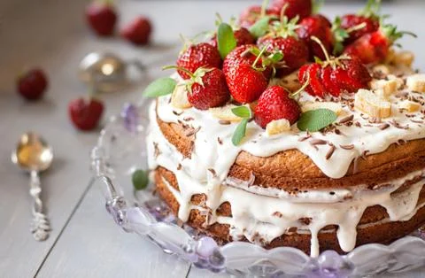 Strawberry cake Stock Photos