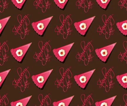 Strawberry cake seamless pattern Stock Illustration