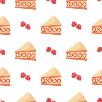 Strawberry cake seamless pattern Stock Illustration