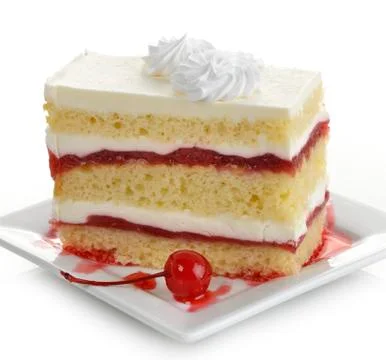 Strawberry cake slice Stock Photos