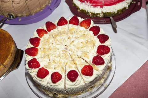 Strawberry cake top Stock Photos