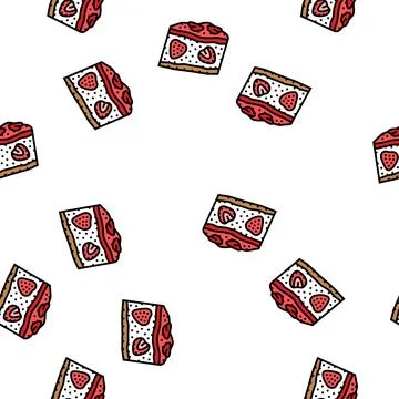 Strawberry cake vector seamless pattern Stock Illustration