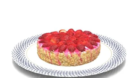 Strawberry cake on white background Illustrazione stock