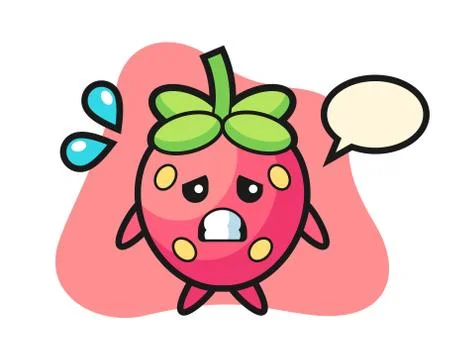 Strawberry cartoon afraid Illustrazione stock