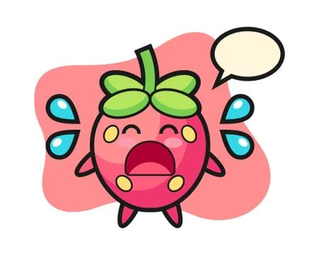 Strawberry cartoon crying Stock Illustration