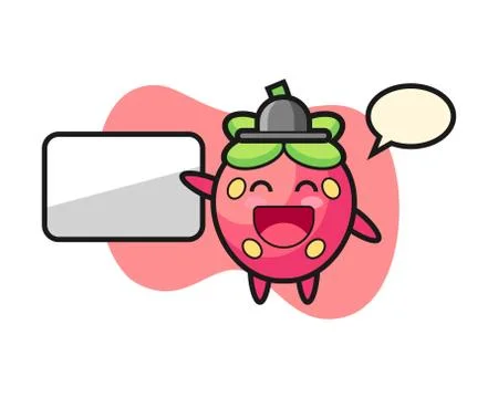 Strawberry cartoon doing a presentation Stock Illustration