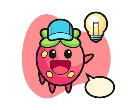 Strawberry cartoon getting the idea Stock Illustration