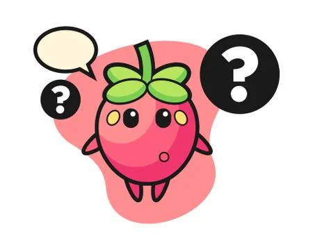Strawberry cartoon with the question mark Stock Illustration