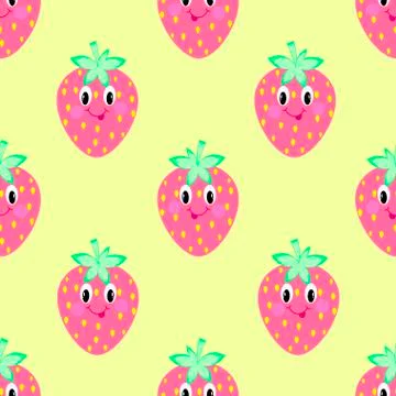 Strawberry cartoon seamless pattern vector Illustrazione stock