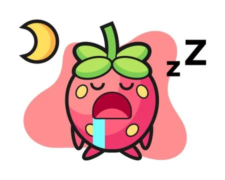 Strawberry cartoon sleeping Illustration