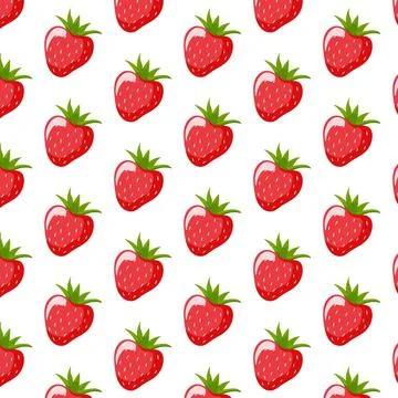 Strawberry cartoon style seamless pattern. Hand drawn background with berries Stock Illustration