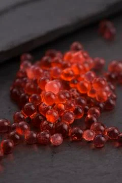 Strawberry caviar, molecular gastronomy Stock Photos