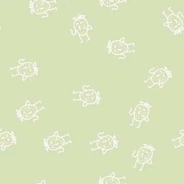 Strawberry character line seamless pattern Stock Illustration