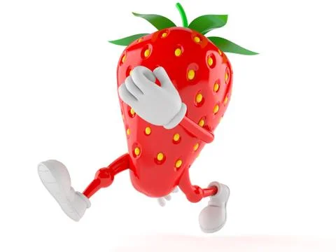 Strawberry character running Stock Illustration