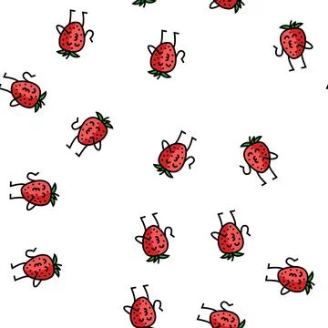 Strawberry character vector seamless pattern Stock Illustration