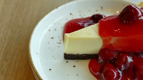 Strawberry Cheese cake Stock Footage 77071914