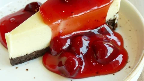 Strawberry Cheese cake Stock Footage 82744242